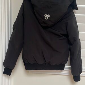 TNA Black Puffer Jacket with Hood and Elastic Cuffs